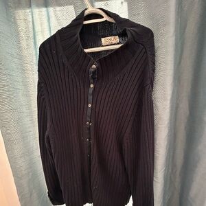 Jessica Plus woman’s size 22 —100% cotton Blue ribbed Cardigan Sweater